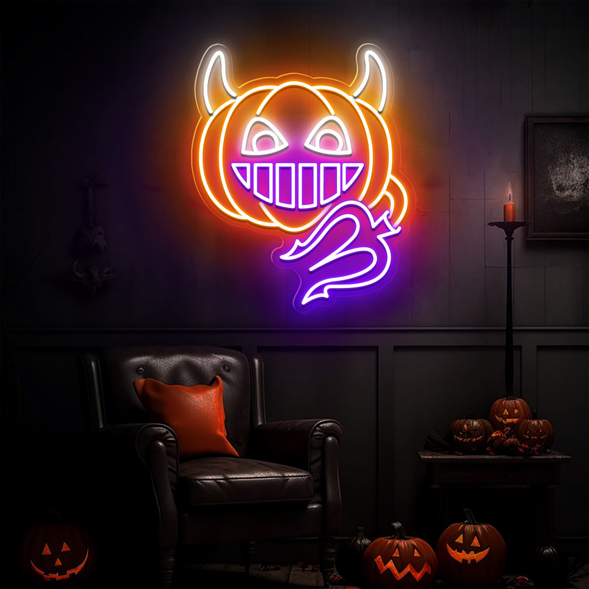 Pumpkin Halloween Neon Sign Halloween Wall Art Decor