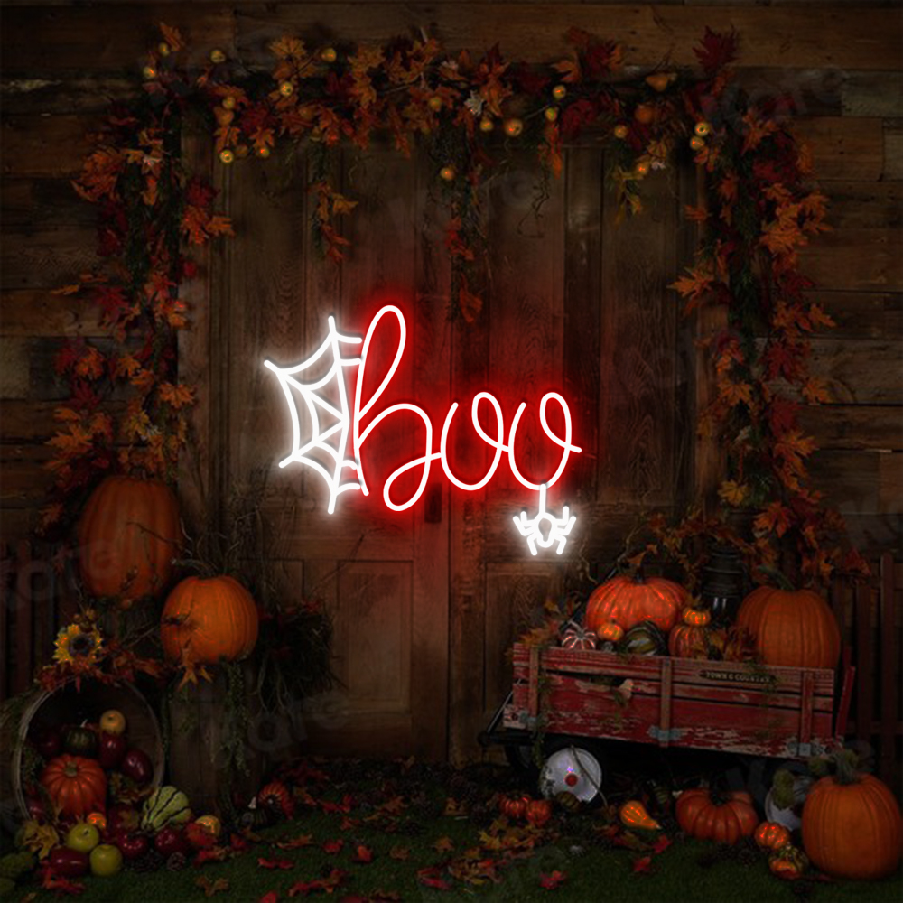 Halloween Boo Neon Sign Halloween Wall Art Sign Decor