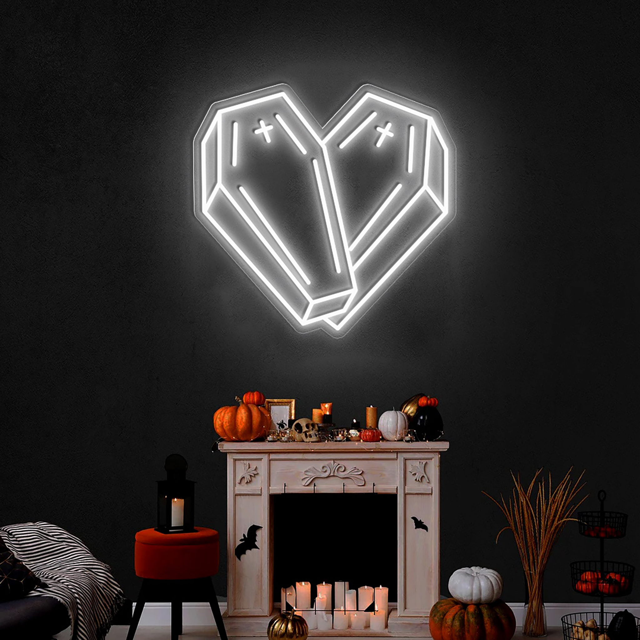 Coffin Heart Neon Sign Halloween Wall Decor