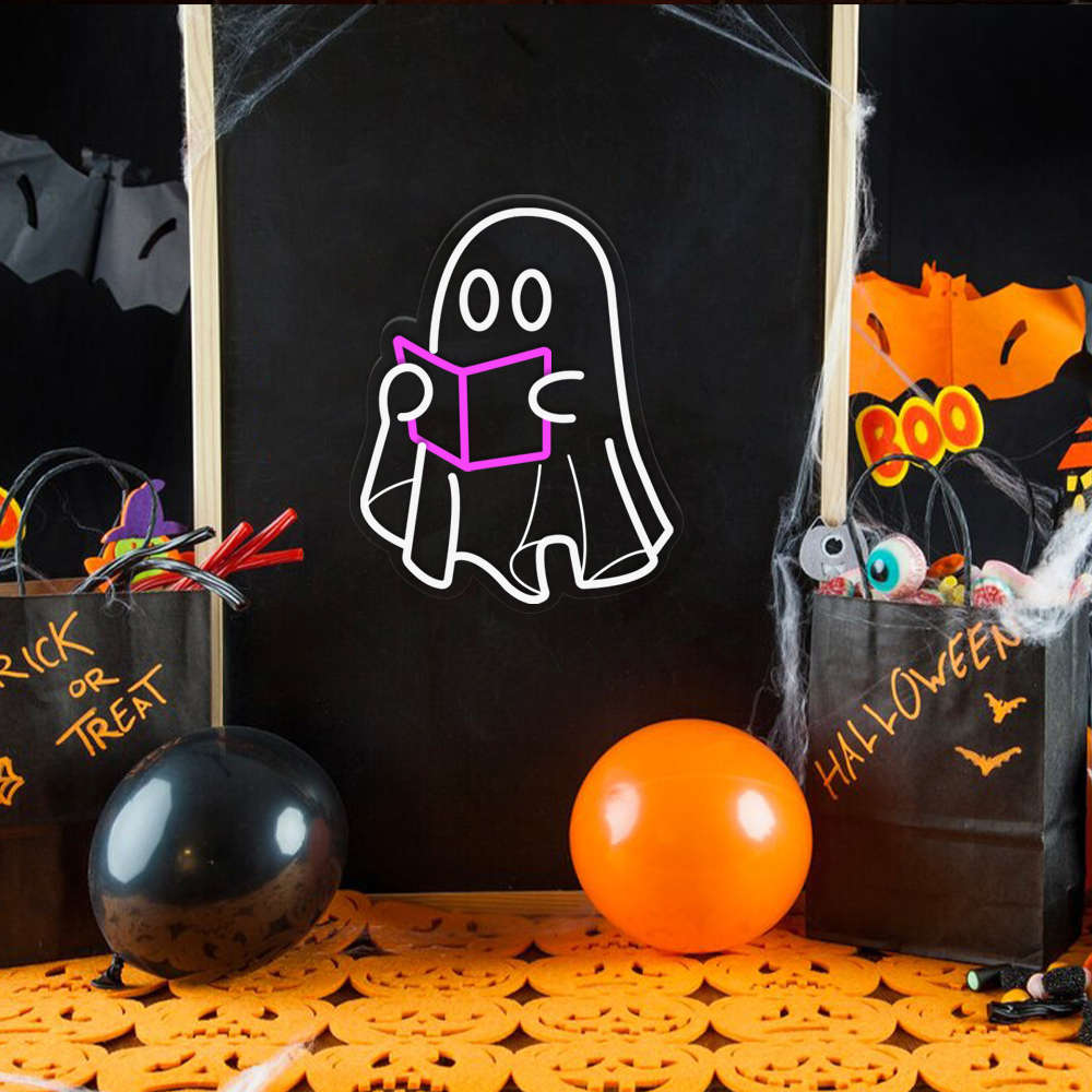 Ghost Boo Neon Sign Halloween Wall Art Sign Decor