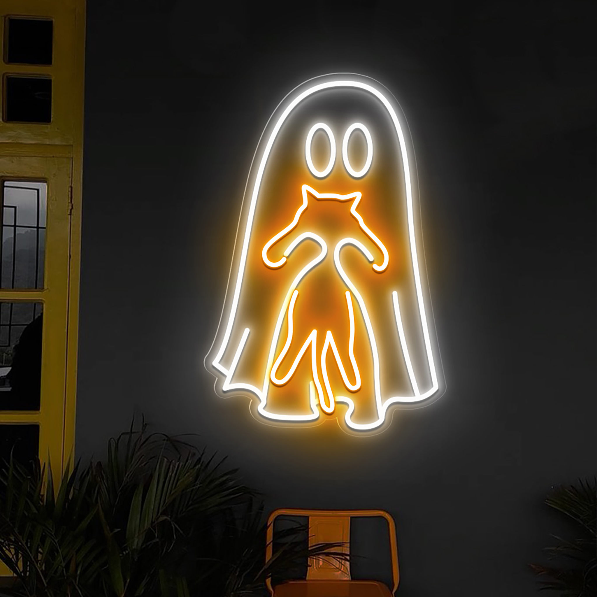 Ghost Bringing Cat Neon Sign Wall Art Decor