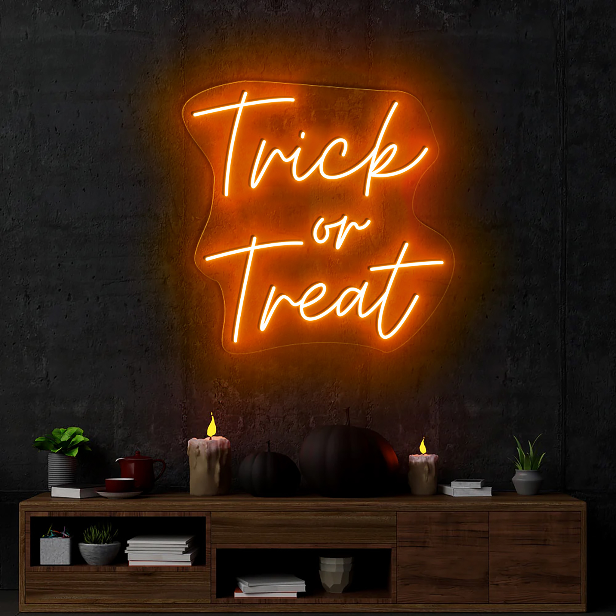 Trick or Treat Neon Sign Halloween Wall Art