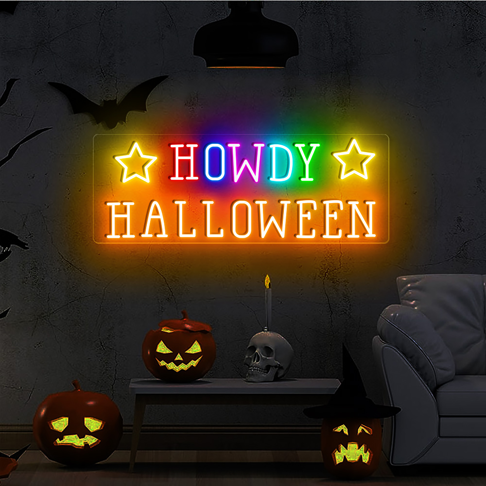 Howdy Halloween Neon Sign Wall Decoration