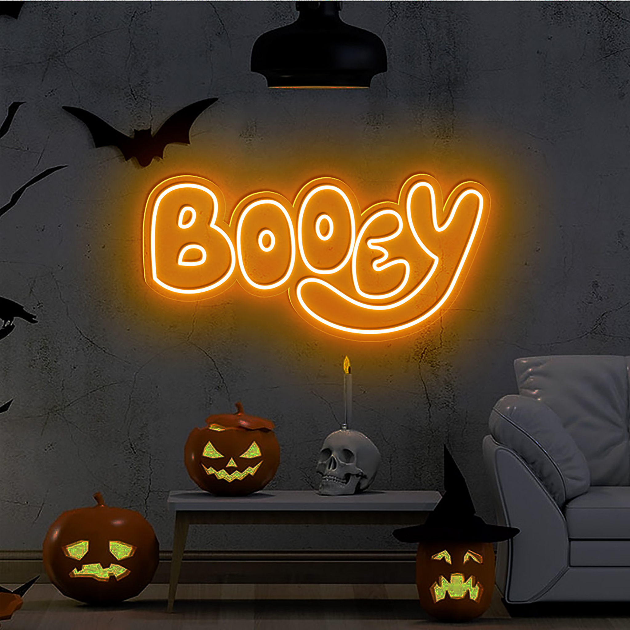 Halloween Booey Neon Sign Wall Art Sign Decor