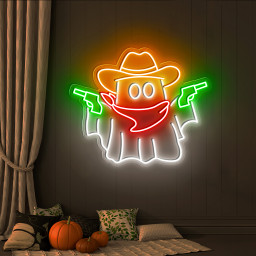 Ghost Cowboy Neon Sign Halloween Wall Art Decor
