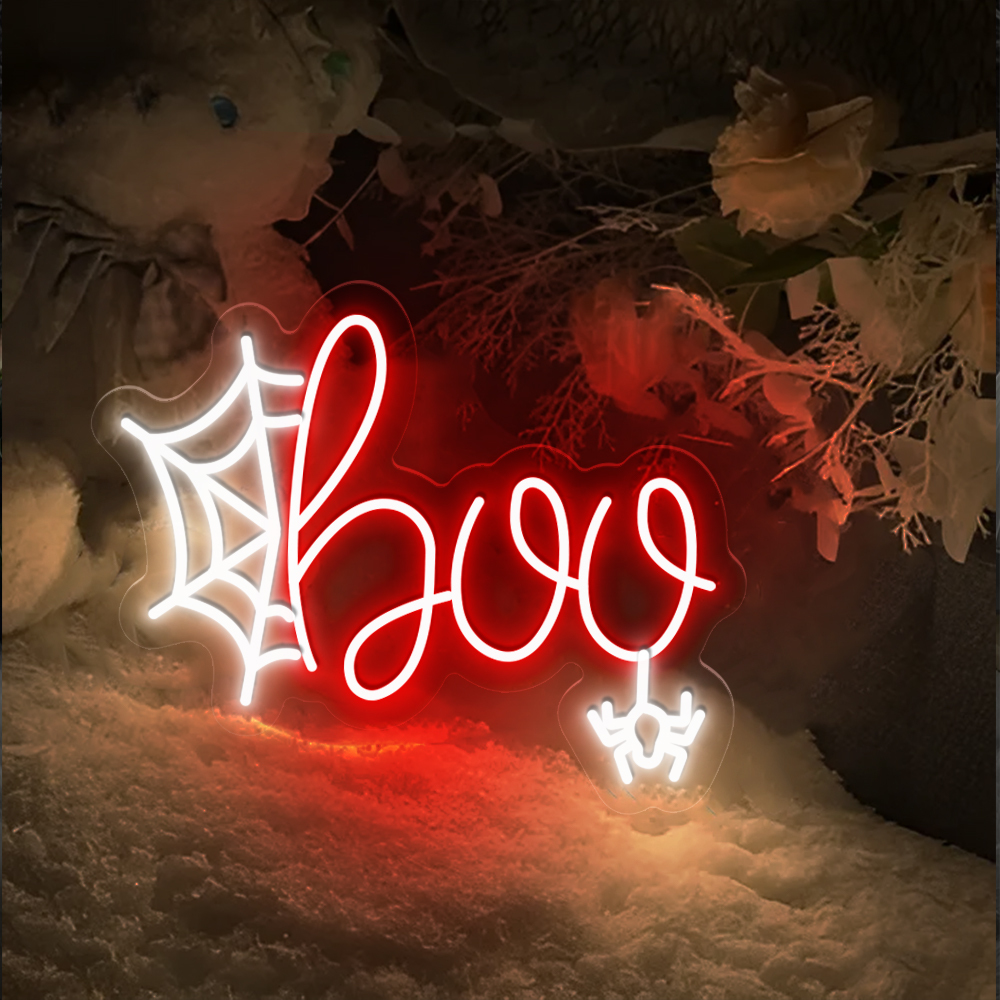Halloween Boo Neon Sign Halloween Wall Art Sign Decor