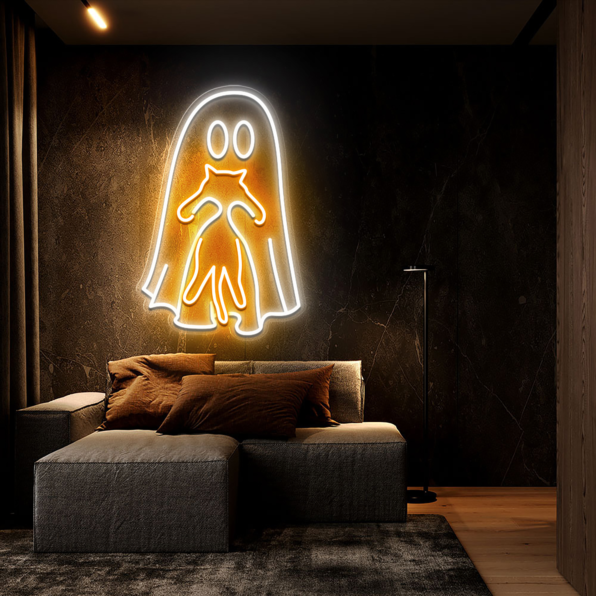 Ghost Bringing Cat Neon Sign Wall Art Decor