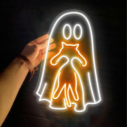 Ghost Bringing Cat Neon Sign Wall Art Decor