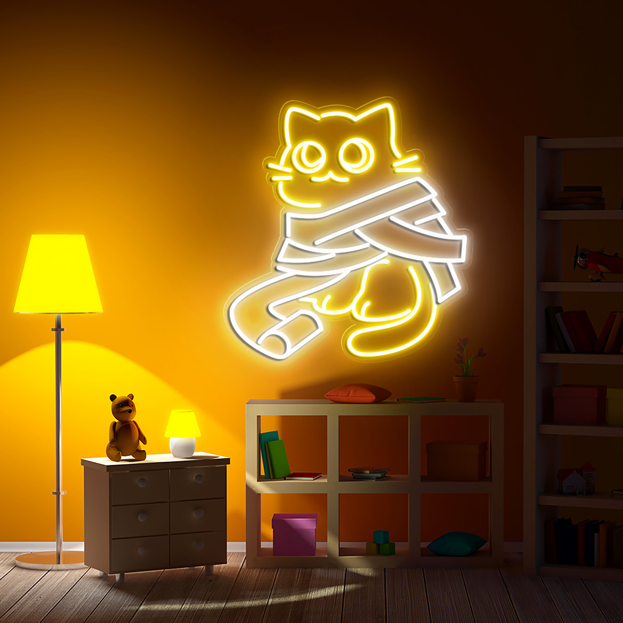 Cat Ghost Neon Sign Halloween Wall Art Decor