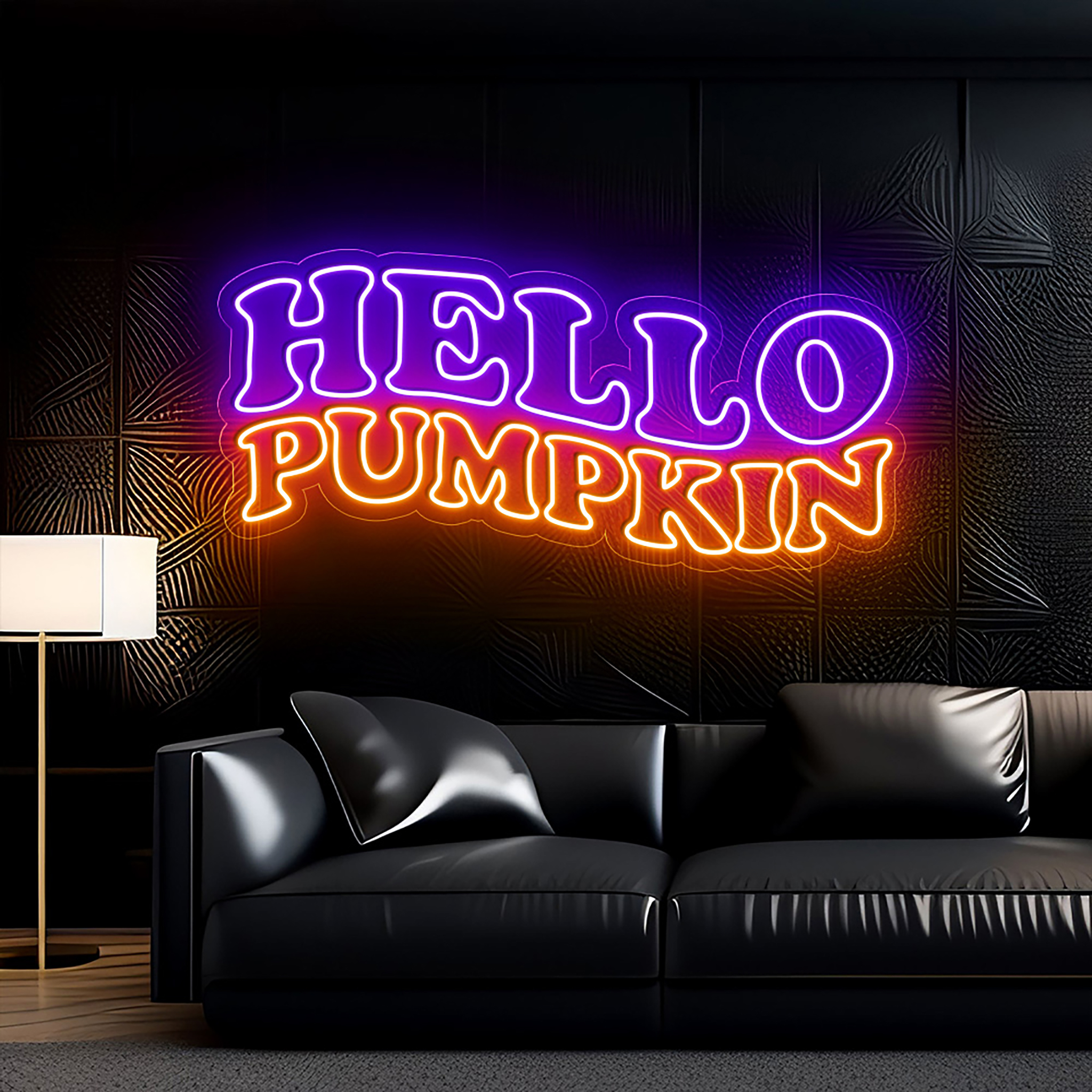 Hello Pumpkin Neon Sign Hanging Wall Art Decor