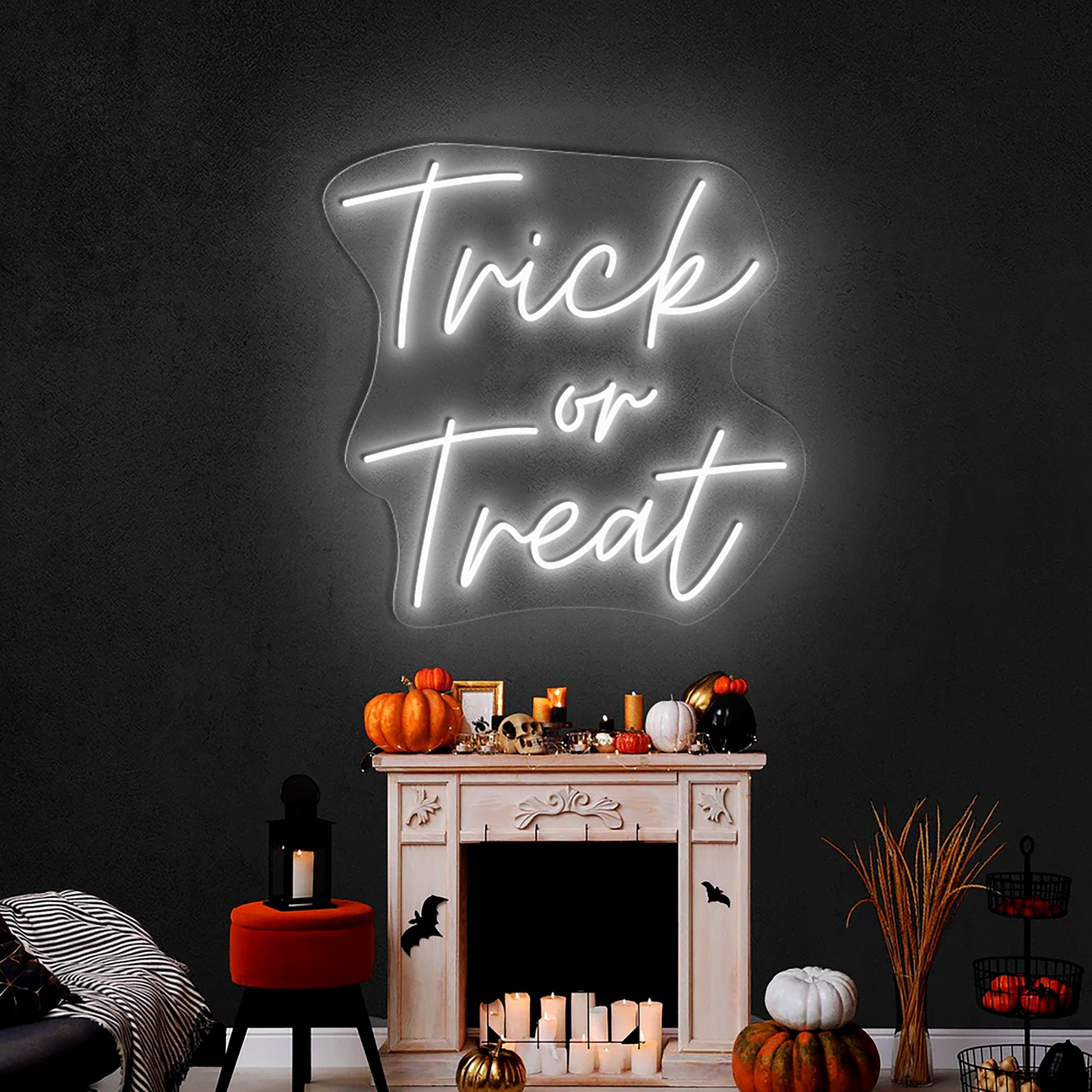 Trick or Treat Neon Sign Halloween Wall Art