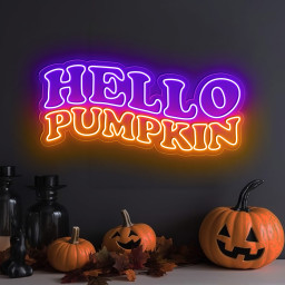 Hello Pumpkin Neon Sign Hanging Wall Art Decor
