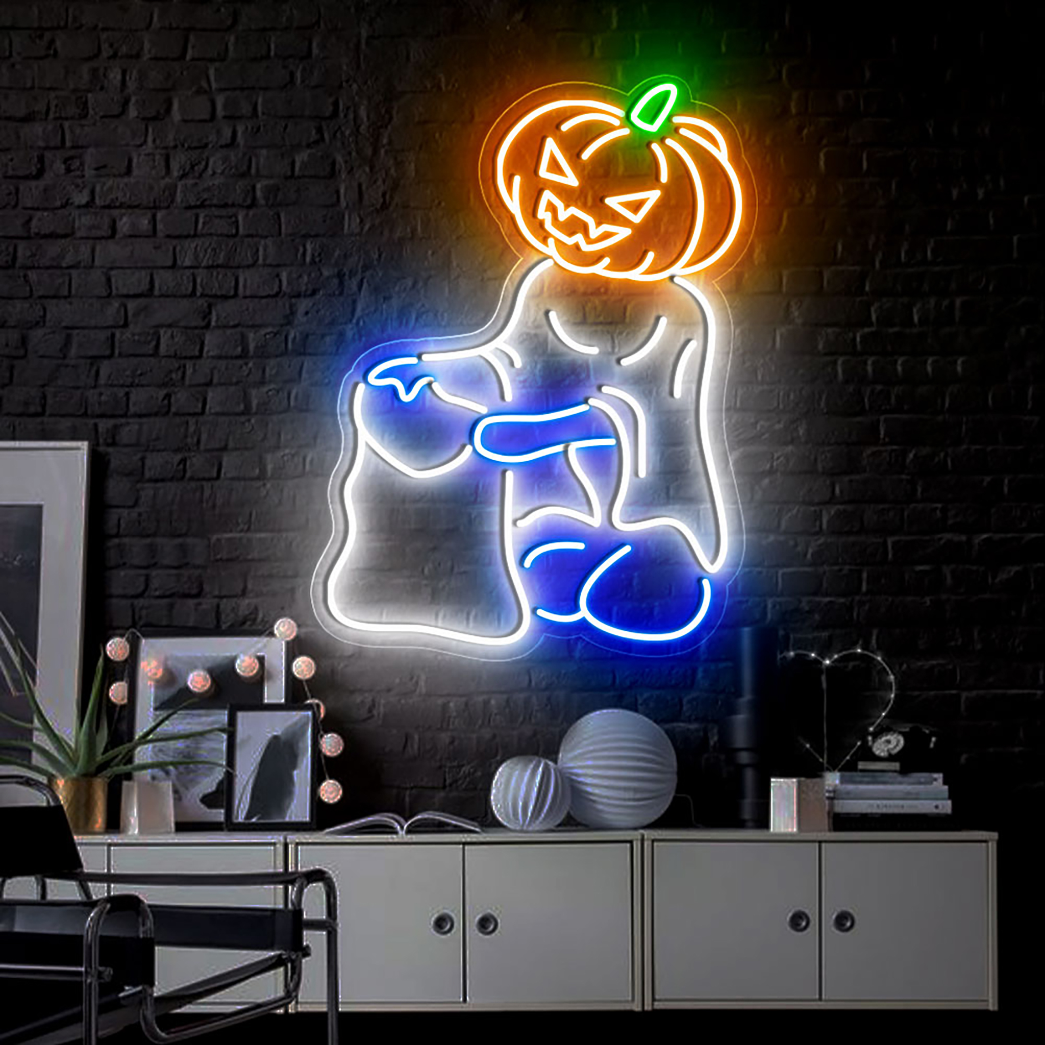 Trick or Treat Spooky Neon Sign Halloween Wall Art Decor