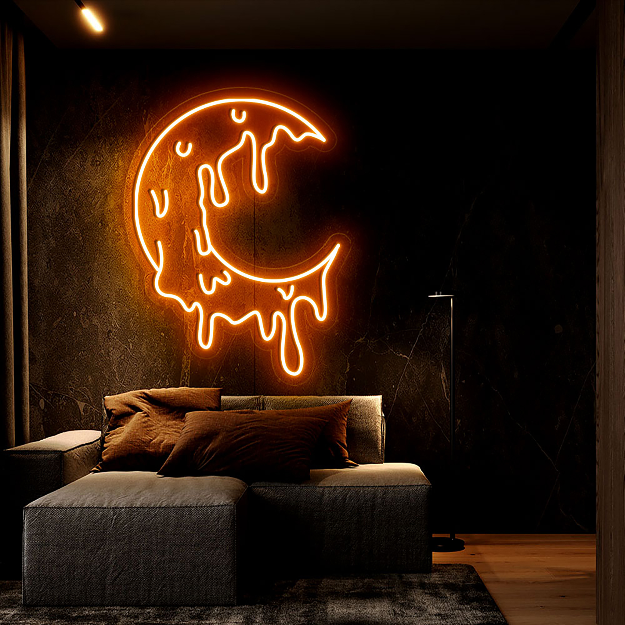 Melting Moon Neon Sign Halloween Wall Art Decor