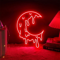 Melting Moon Neon Sign Halloween Wall Art Decor