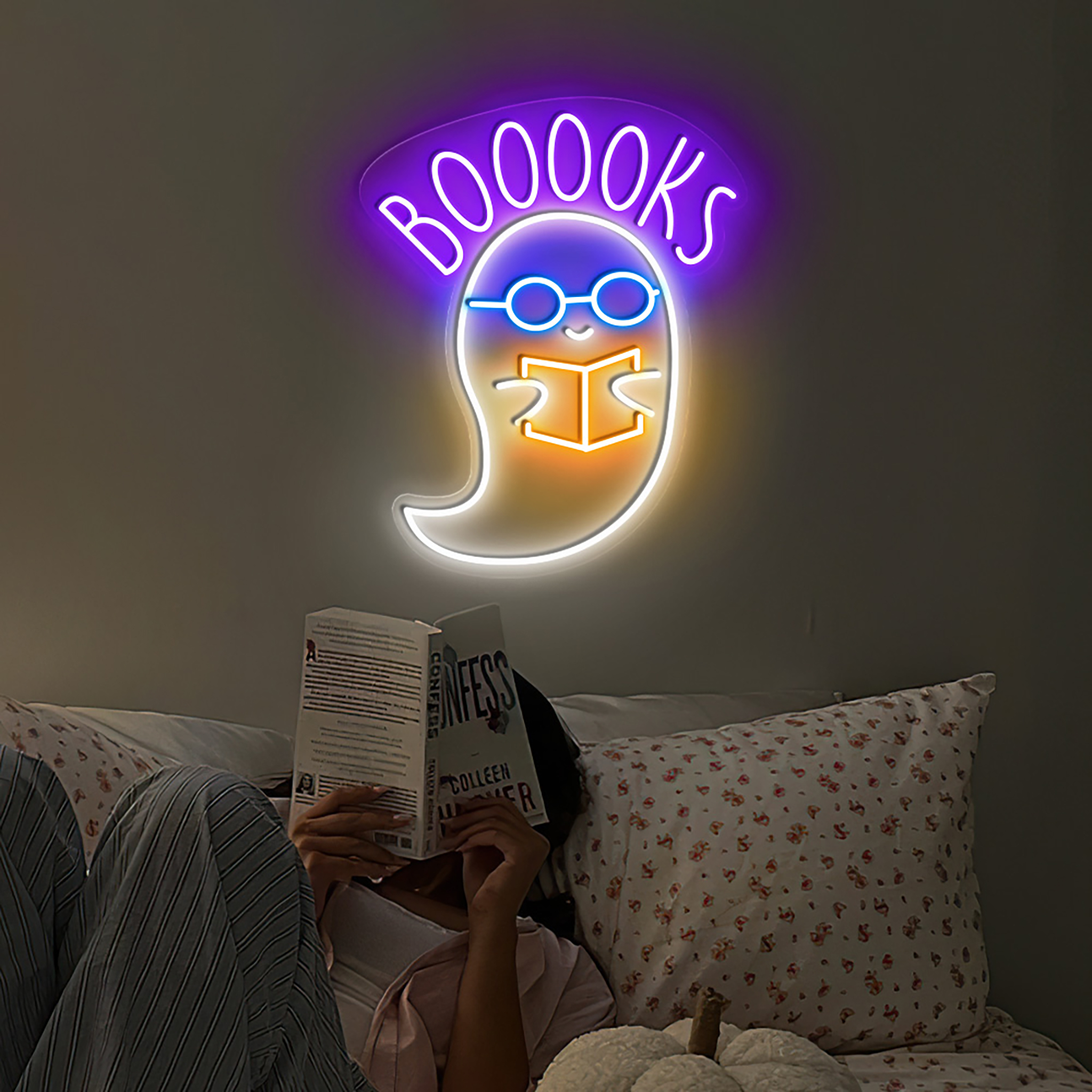 Booooks Read Book Neon Sign Halloween Wall Art Decor