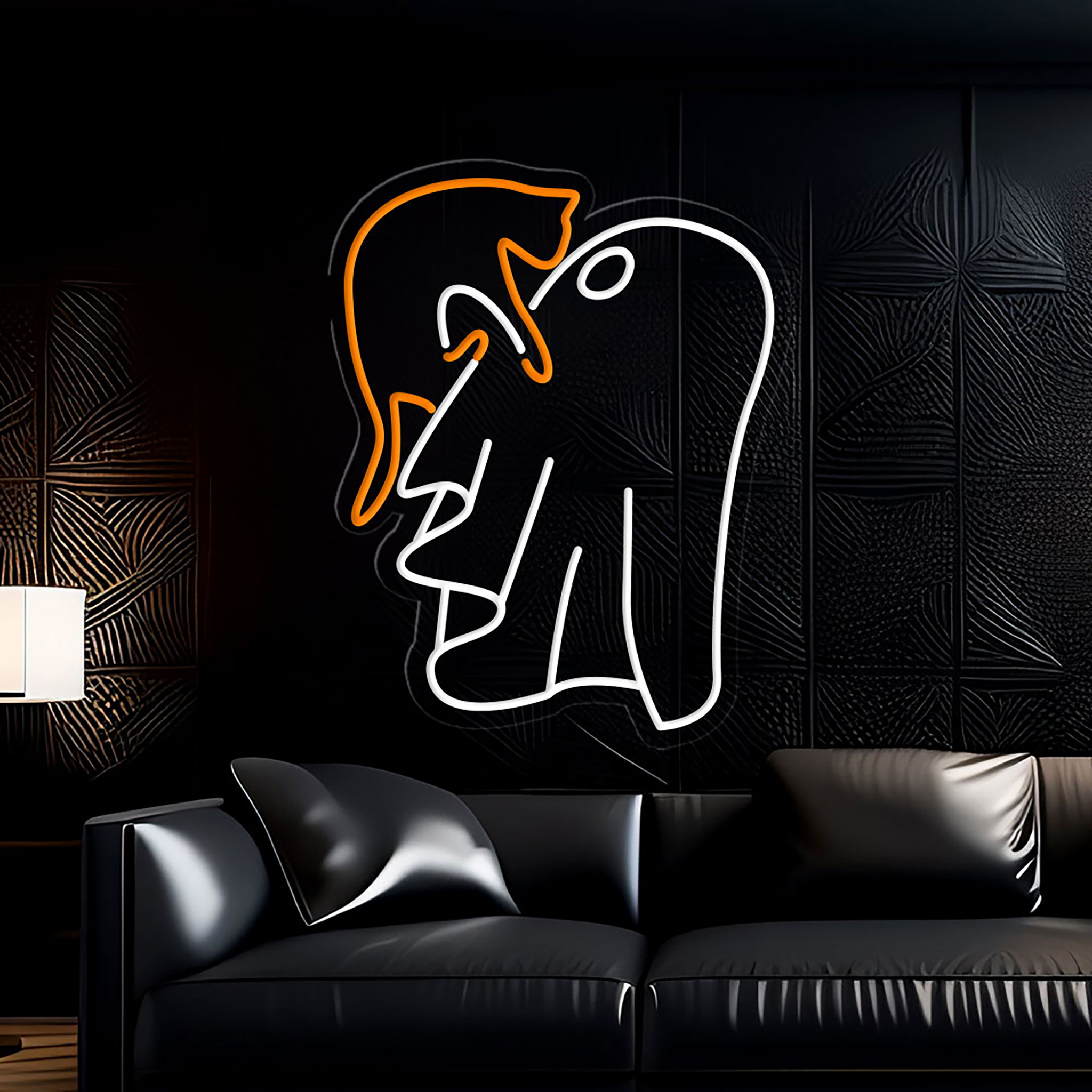 Ghost Holding Black Cat Under The Moon Neon Sign Halloween Wall Art Decor