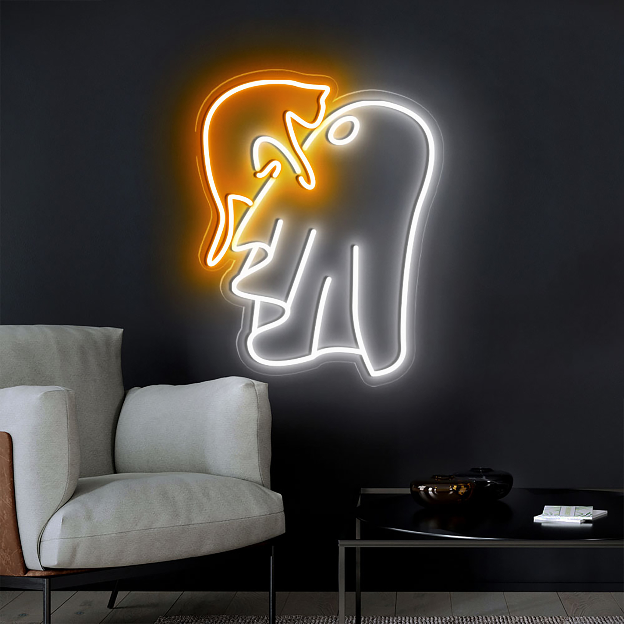 Ghost Holding Black Cat Under The Moon Neon Sign Halloween Wall Art Decor