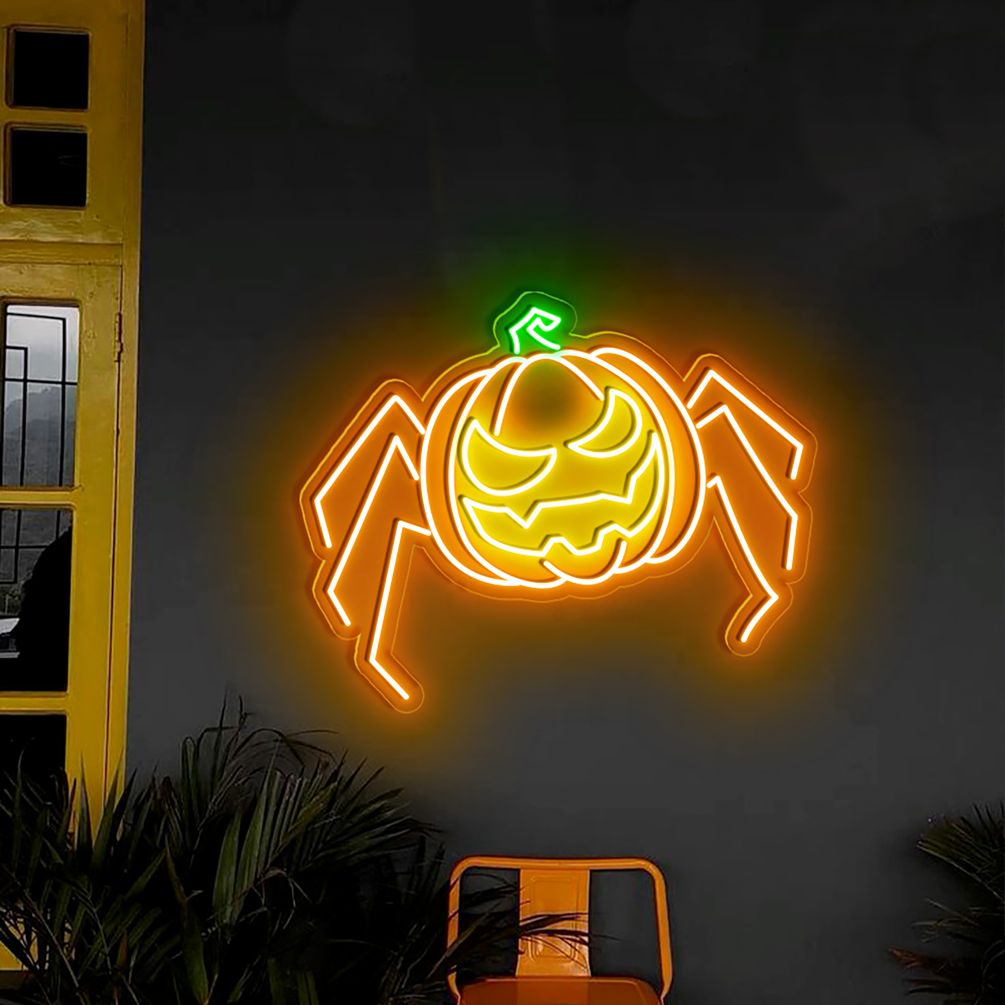 Pumpkin Spider Neon Sign Halloween Wall Art Decor