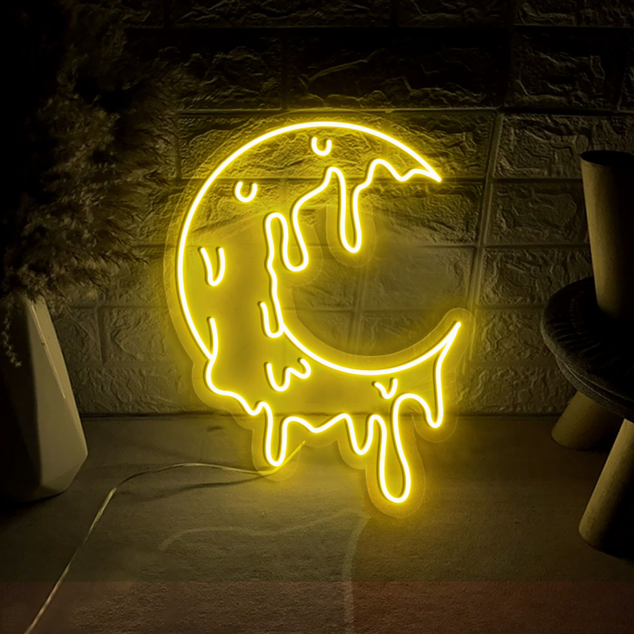 Melting Moon Neon Sign Halloween Wall Art Decor