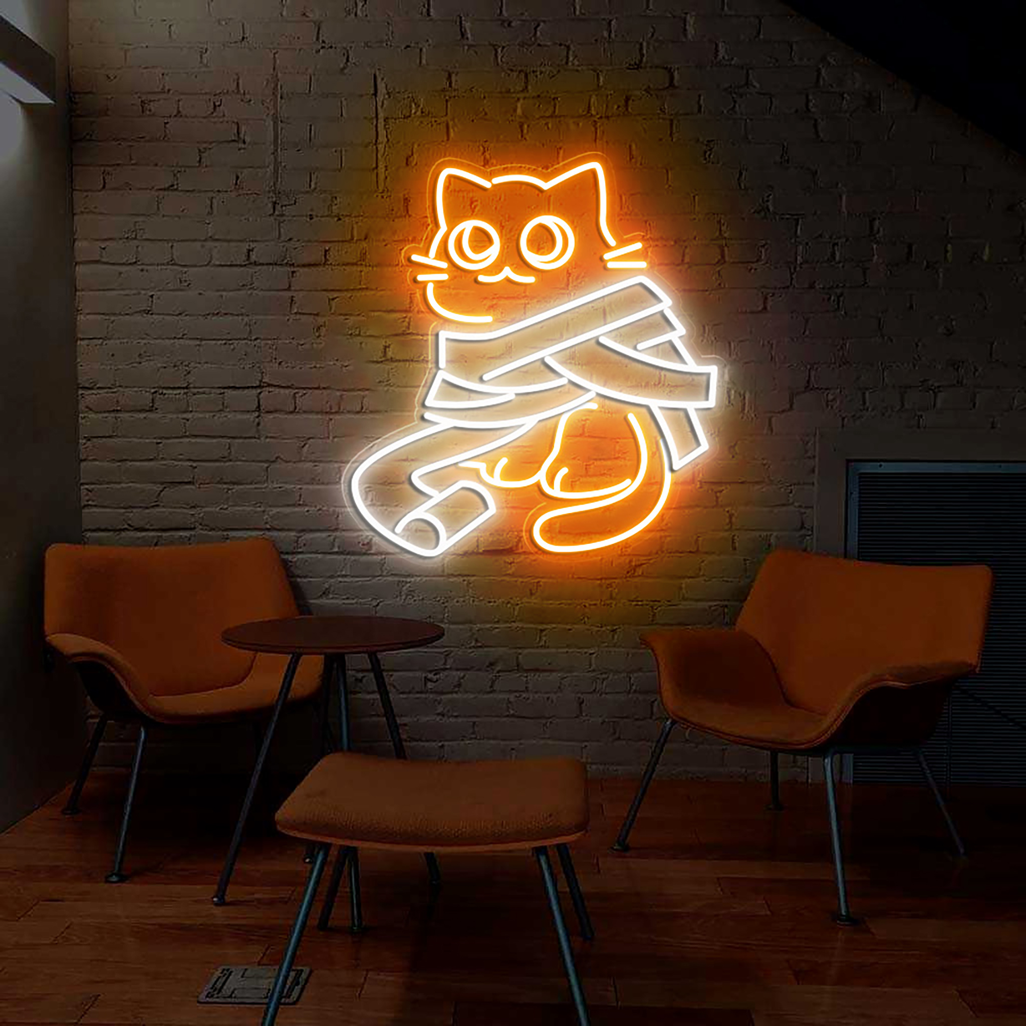 Cat Ghost Neon Sign Halloween Wall Art Decor