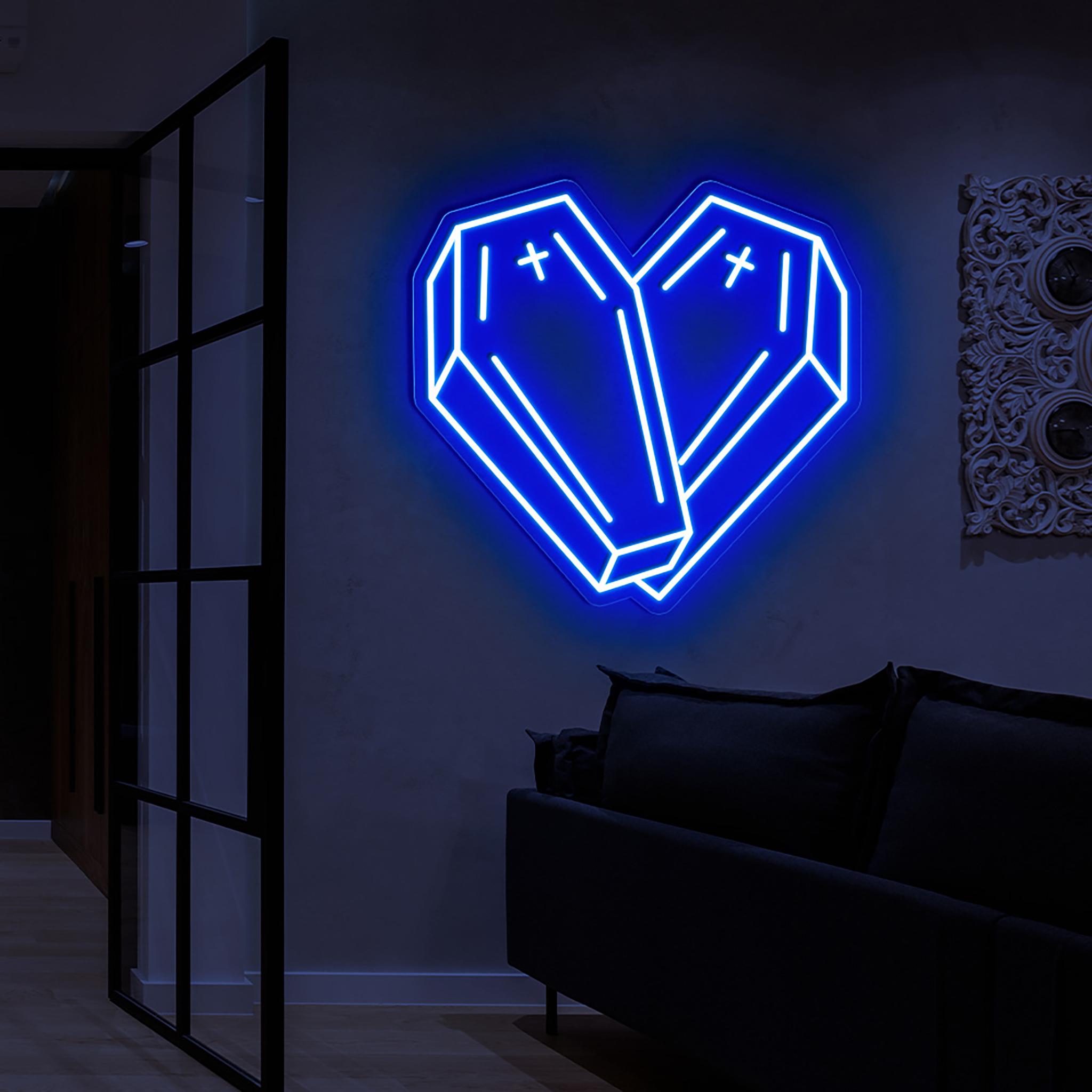 Coffin Heart Neon Sign Halloween Wall Decor