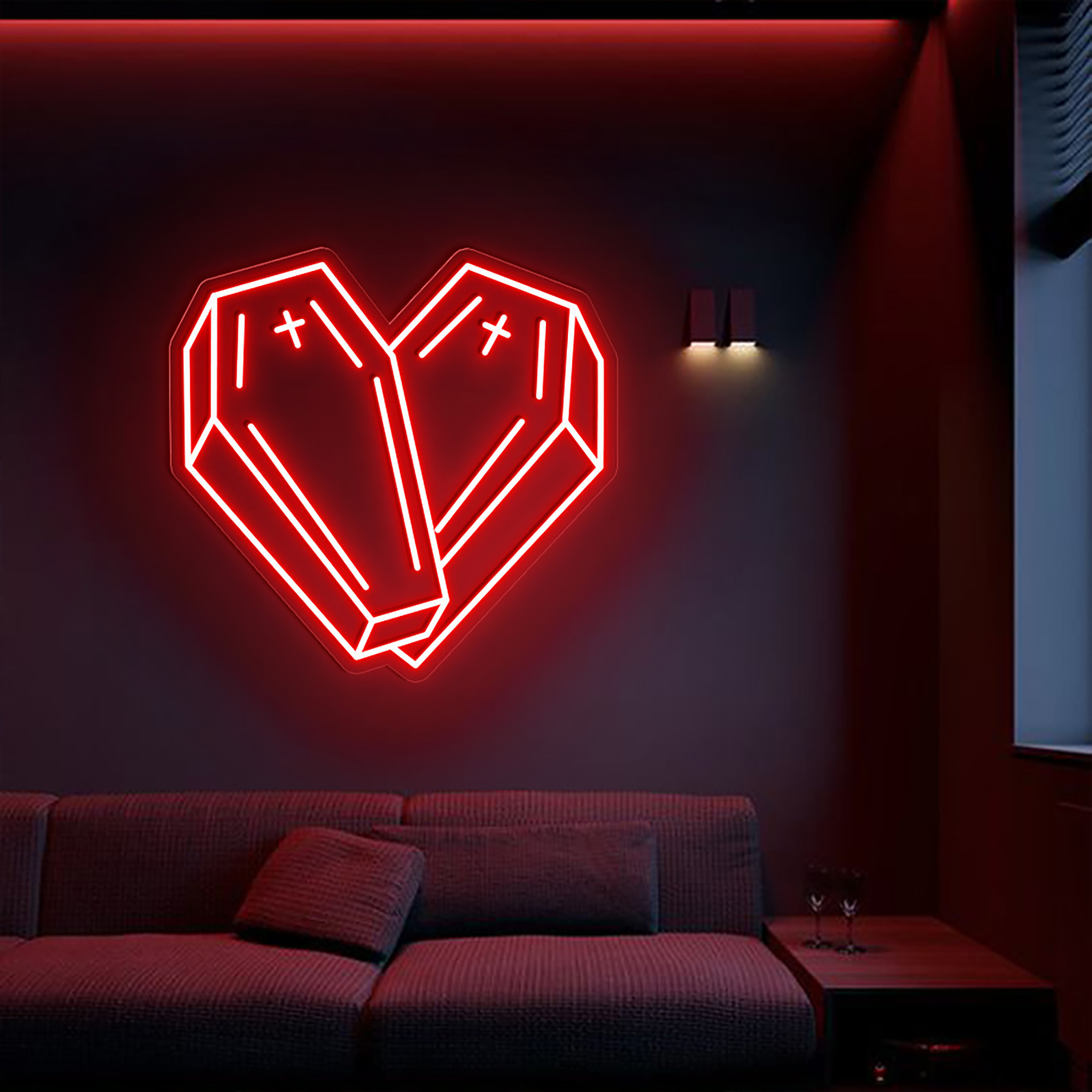 Coffin Heart Neon Sign Halloween Wall Decor