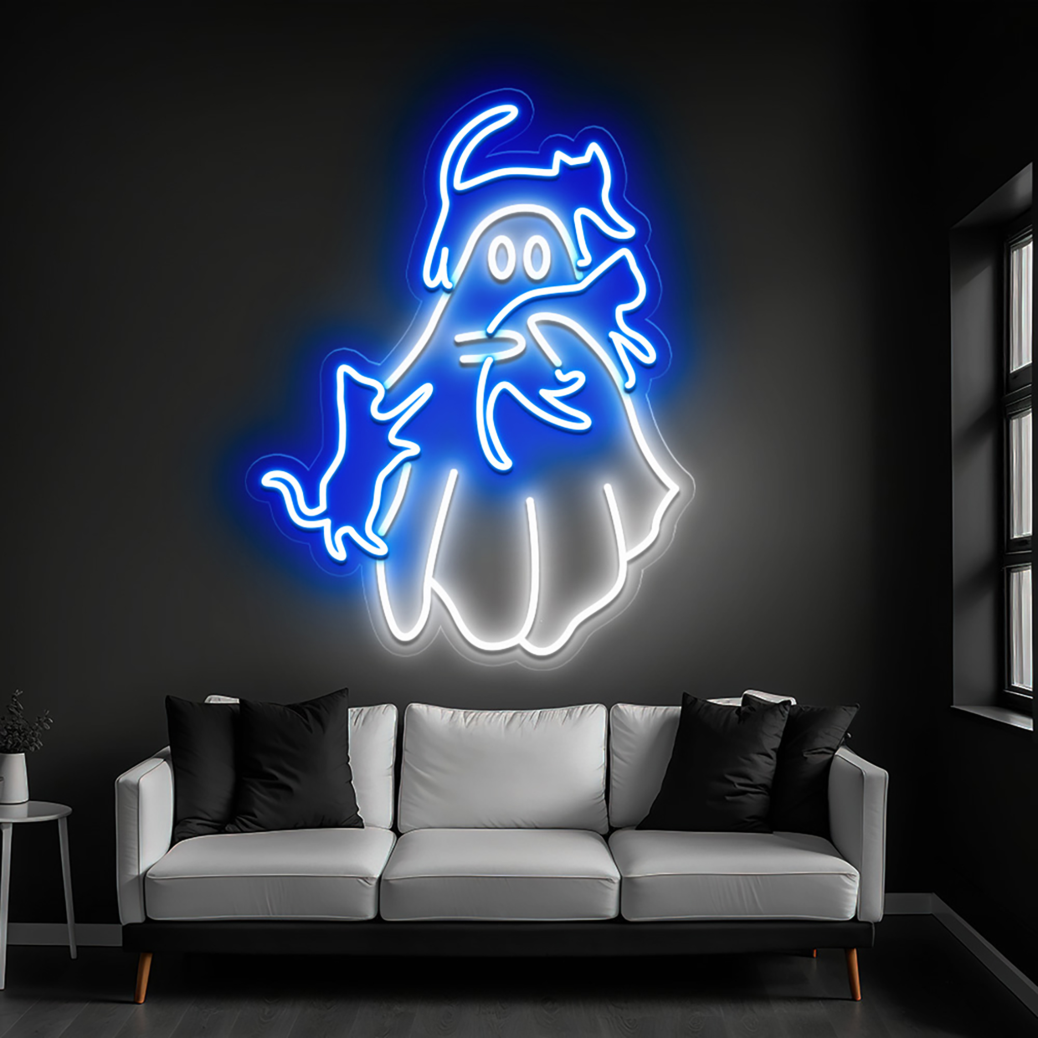 Spooky Cat Mom Neon Sign Hanging Wall Art Decor