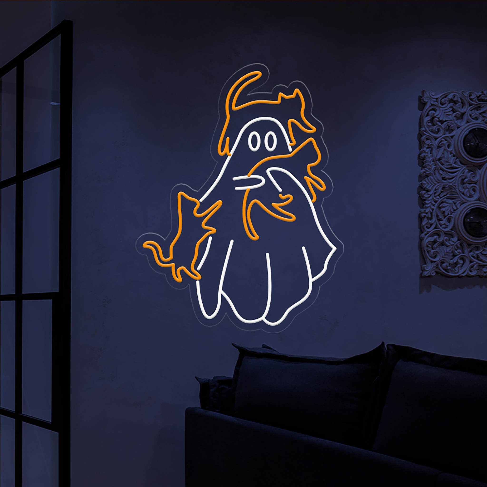 Spooky Cat Mom Neon Sign Hanging Wall Art Decor