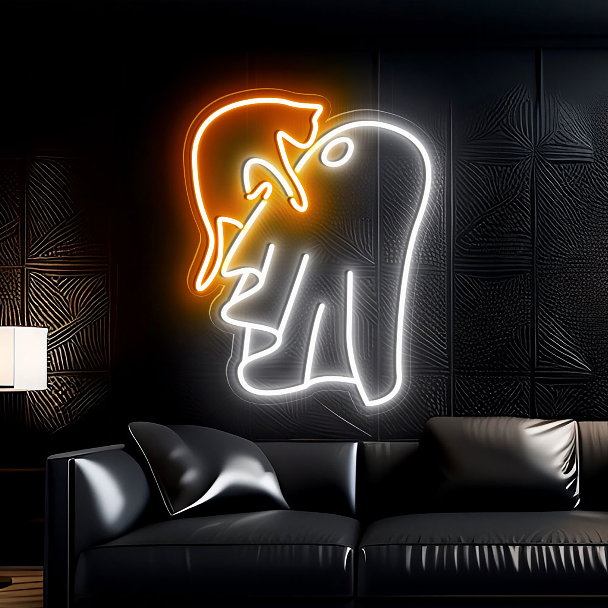 Ghost Holding Black Cat Under The Moon Neon Sign Halloween Wall Art Decor