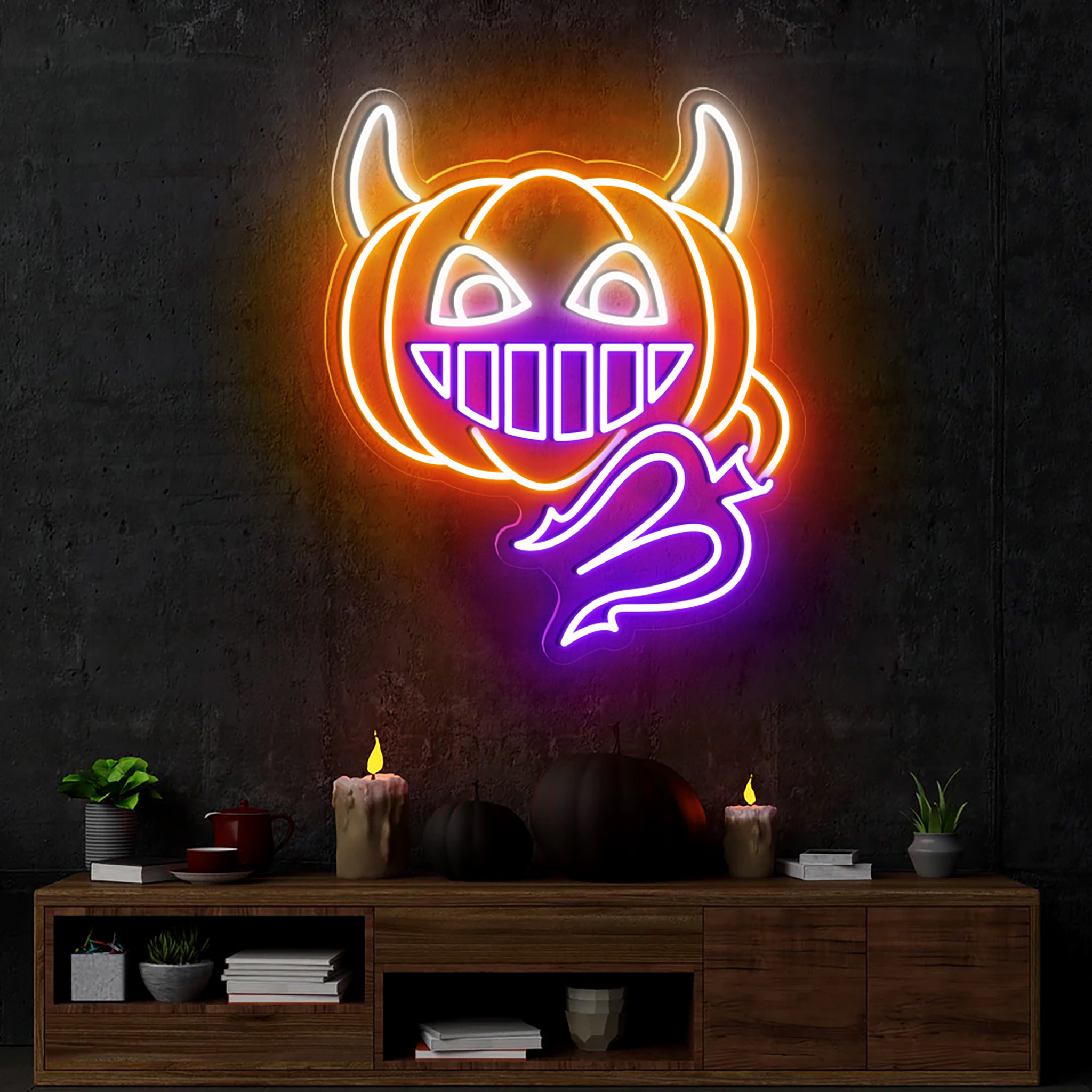Pumpkin Halloween Neon Sign Halloween Wall Art Decor