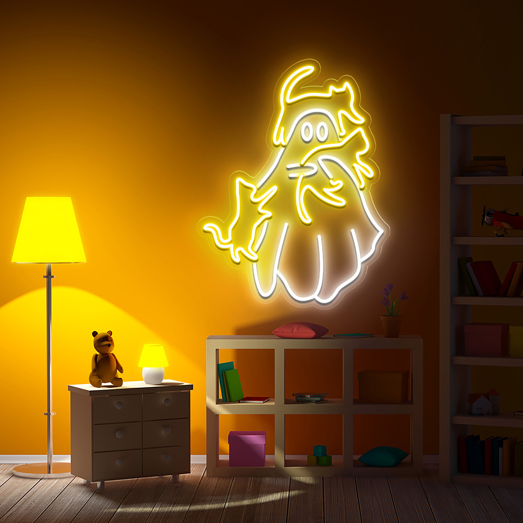 Spooky Cat Mom Neon Sign Hanging Wall Art Decor