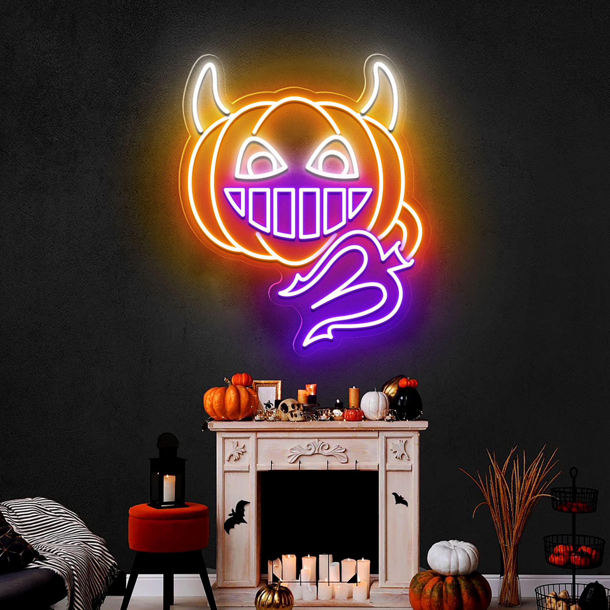 Pumpkin Halloween Neon Sign Halloween Wall Art Decor