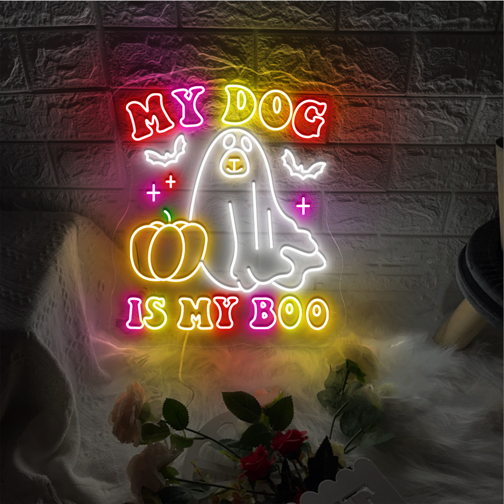 My Dog Is My Boo Neon Sign Halloween Gifts
