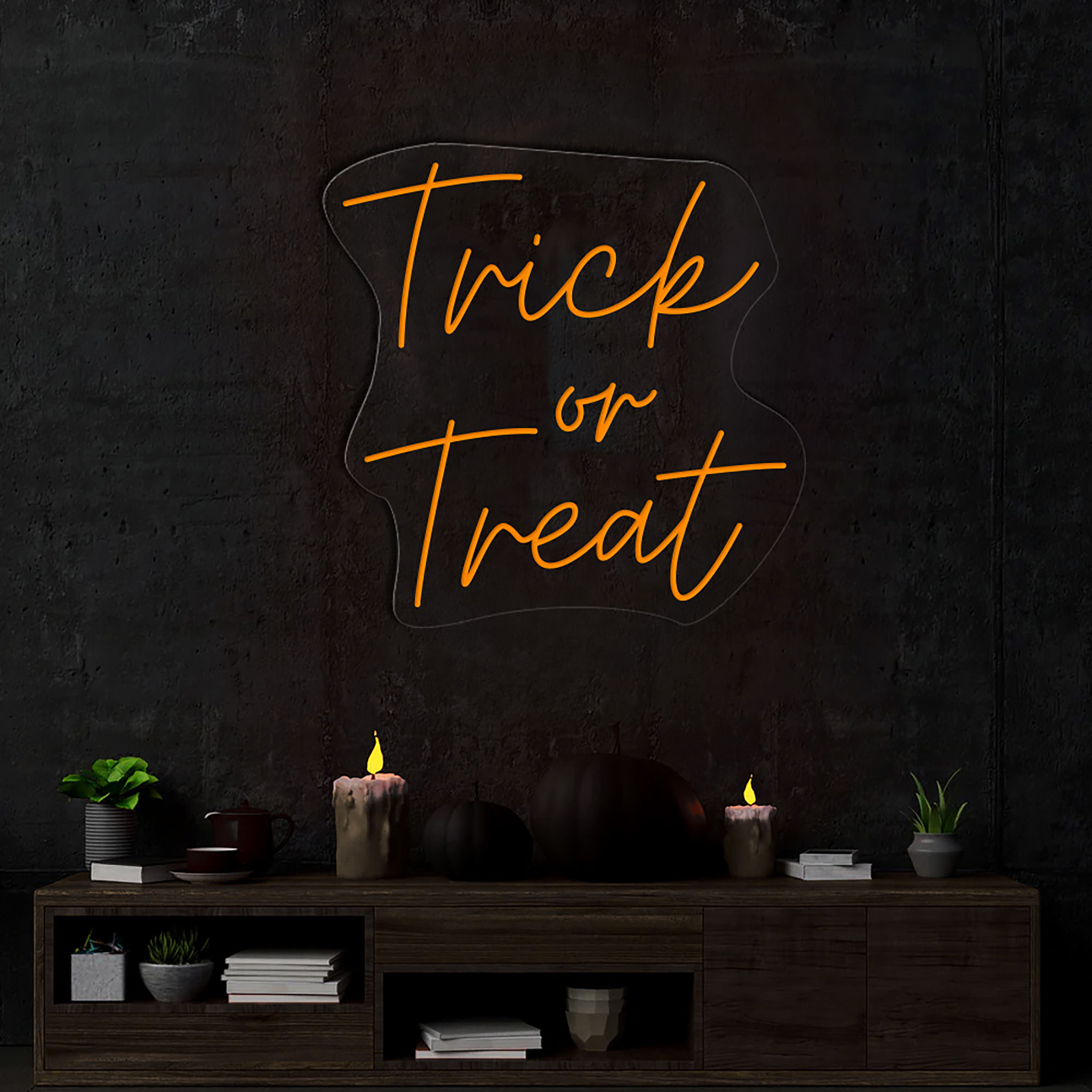Trick or Treat Neon Sign Halloween Wall Art