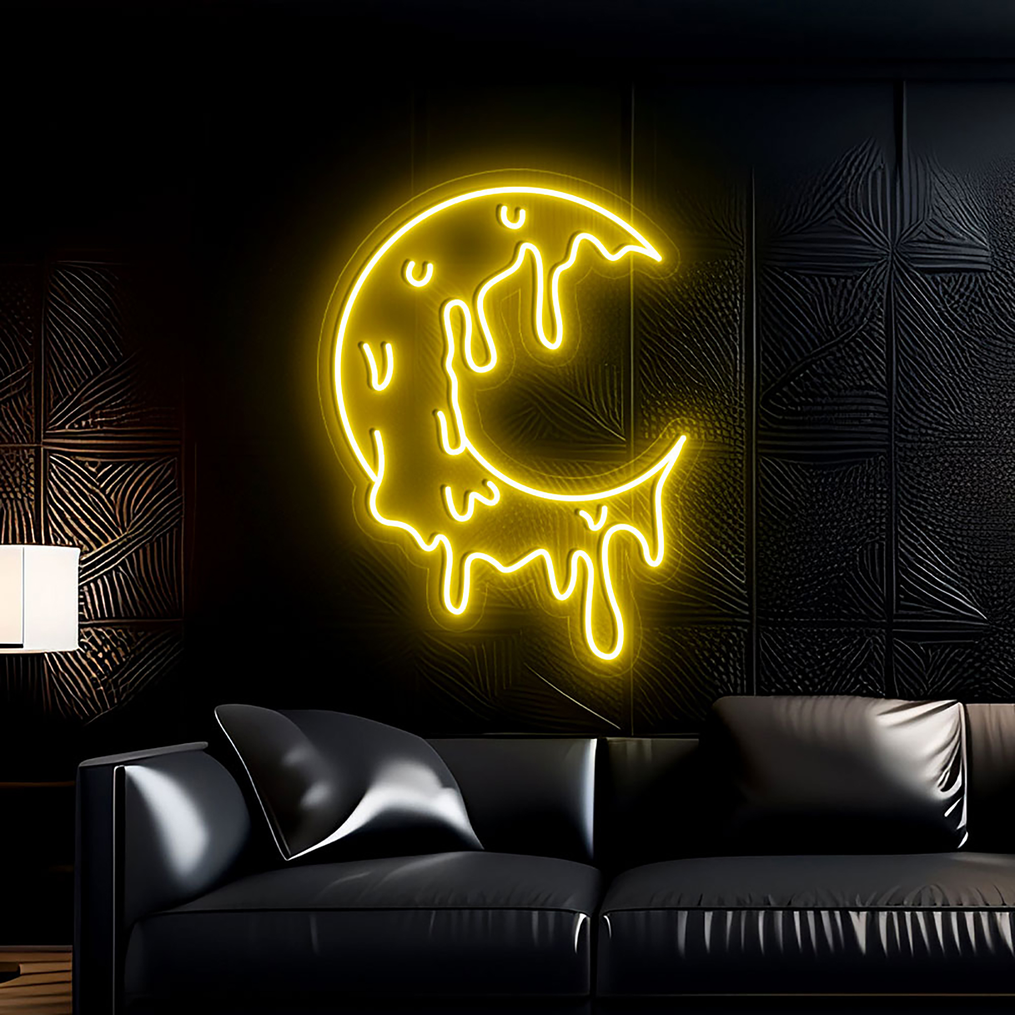 Melting Moon Neon Sign Halloween Wall Art Decor