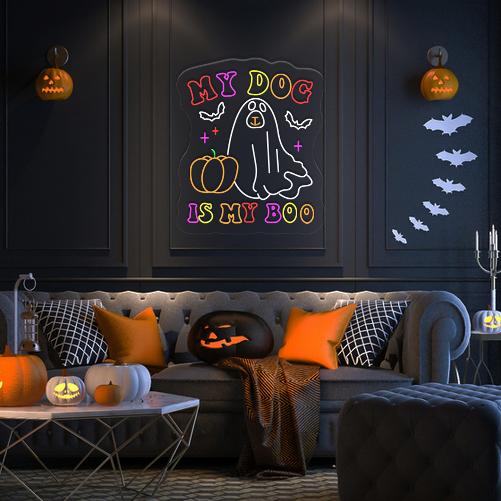 My Dog Is My Boo Neon Sign Halloween Gifts