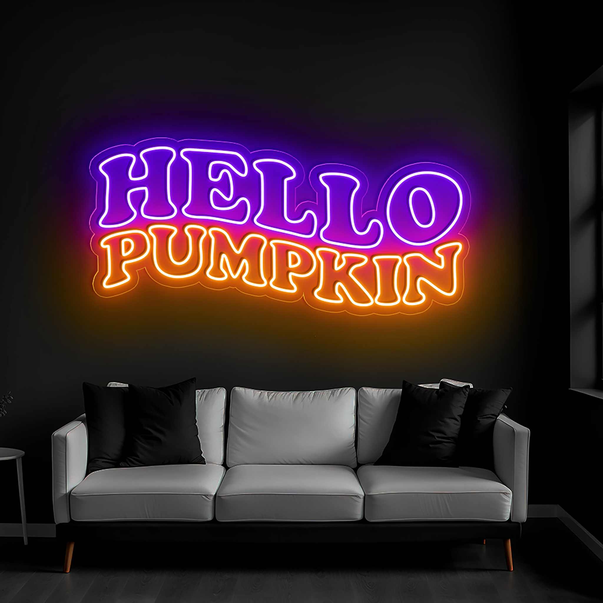 Hello Pumpkin Neon Sign Hanging Wall Art Decor