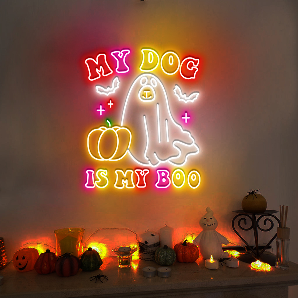 My Dog Is My Boo Neon Sign Halloween Gifts