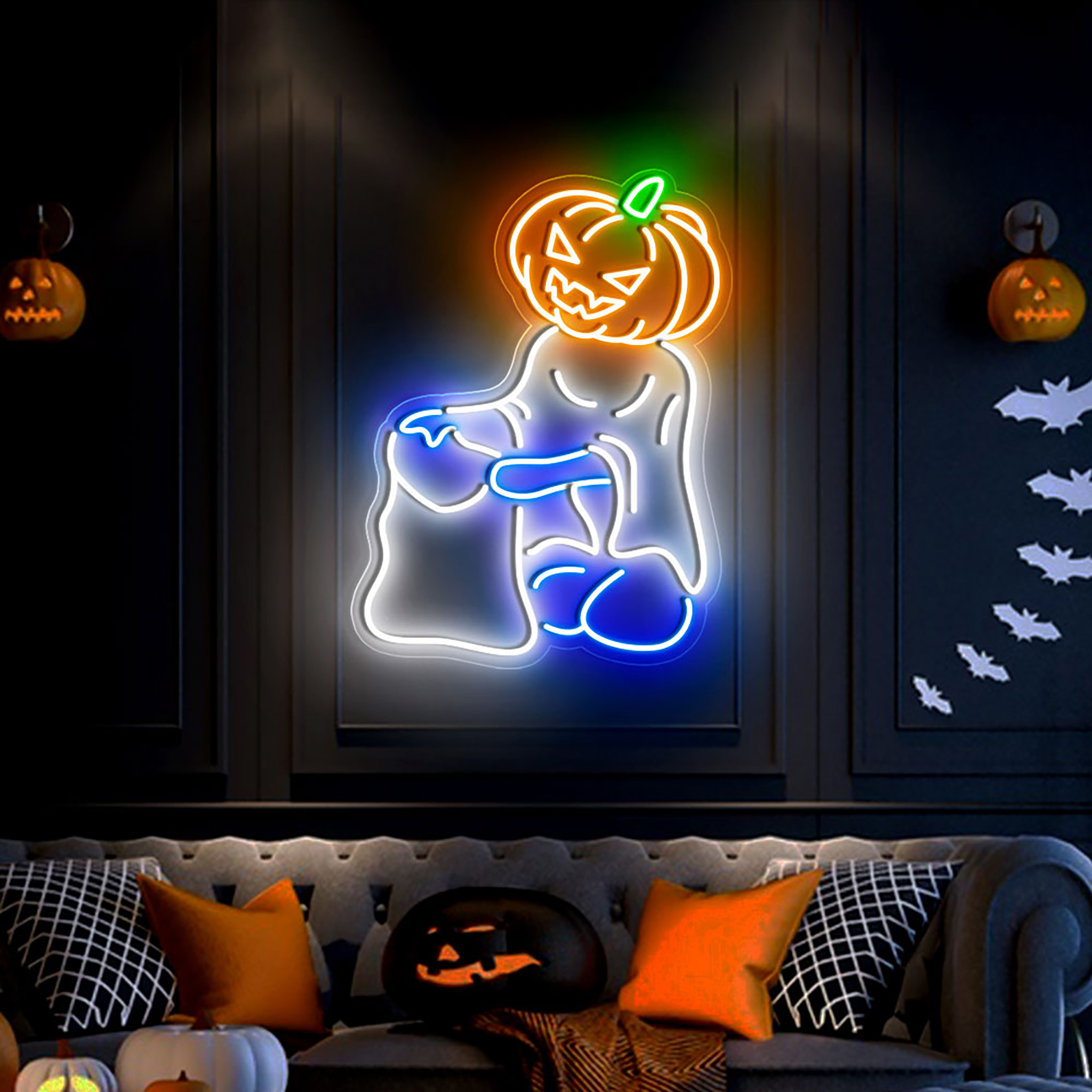Trick or Treat Spooky Neon Sign Halloween Wall Art Decor