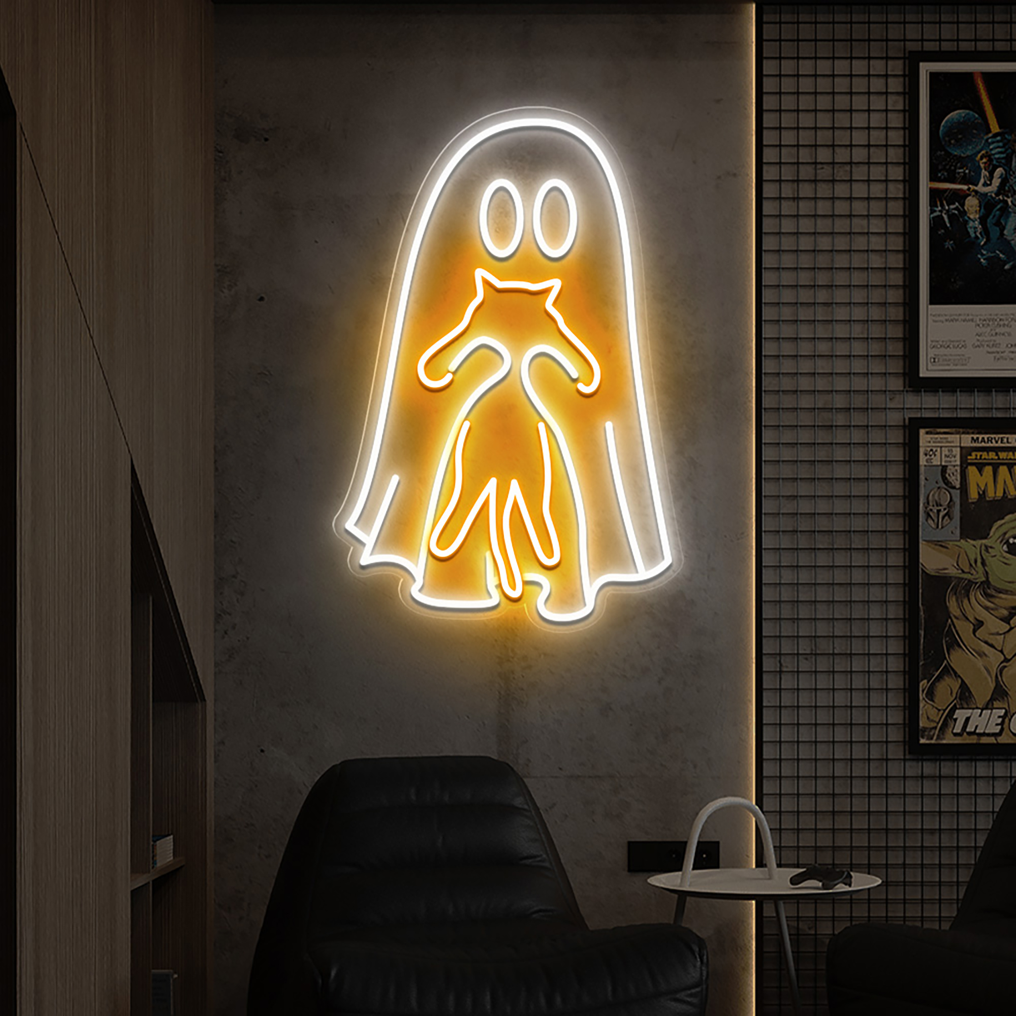 Ghost Bringing Cat Neon Sign Wall Art Decor