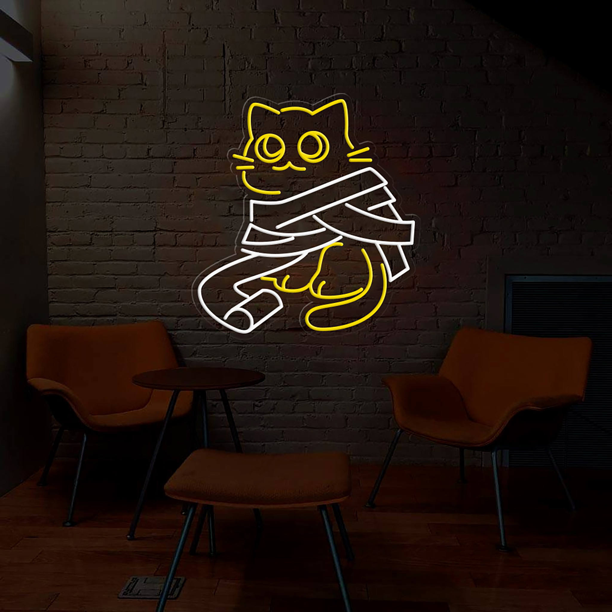 Cat Ghost Neon Sign Halloween Wall Art Decor