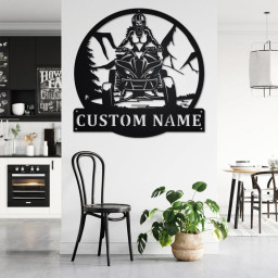 Custom Girl ATV Quad Bike Metal Wall Art, Personalized Girl ATV Name Sign Decoration For Room, Girl Rider Metal Home Decor, Custom Girl ATV
