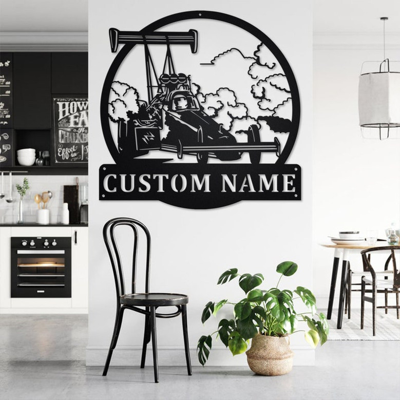 Custom Top Fuel Dragster Metal Wall Art, Personalized Dragster Name Sign Decoration For Room, Drag Racing Home Decor, Custom Drag Racing