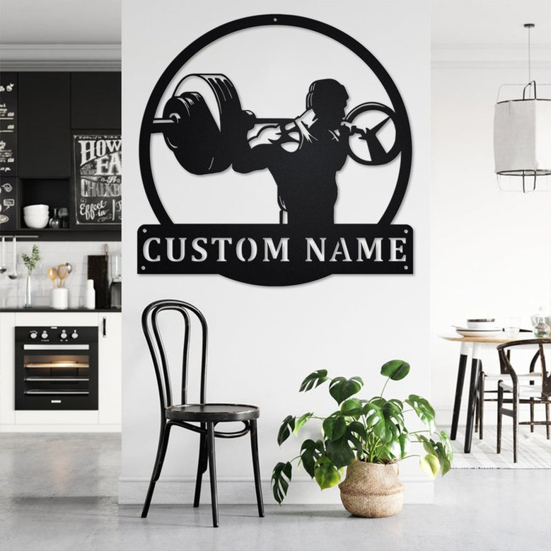 Custom Powerlifting Man Metal Wall Art, Personalized Powerlifting Name Sign Decoration For Room, Powerlifting Metal Home Decor, Powerlifting