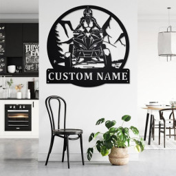 Custom Girl ATV Quad Bike Metal Wall Art, Personalized Girl ATV Name Sign Decoration For Room, Girl Rider Metal Home Decor, Custom Girl ATV