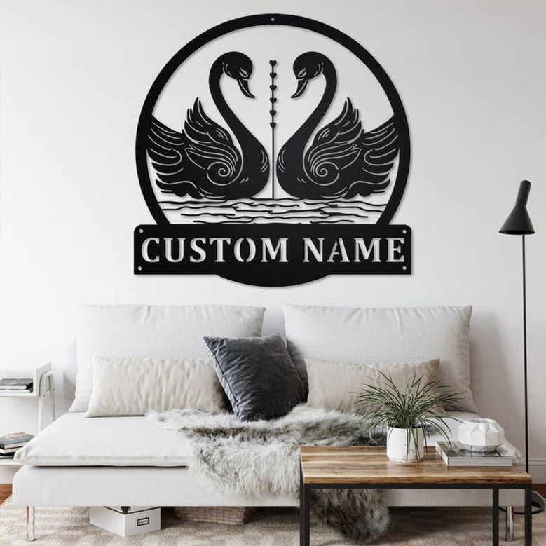 Custom Swan Couple Metal Wall Art, Personalized Swan Name Sign Decoration For Room,Swan Home Decor, Custom Swan,Swan Metal Decor,Swan Couple