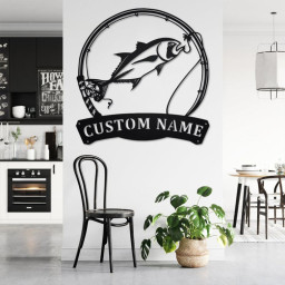 Custom Giant Trevally Fish Metal Wall Art, Personalized Giant Trevally Name Sign Decoration For Room, Fishing Metal Home Decor, Custom Fish