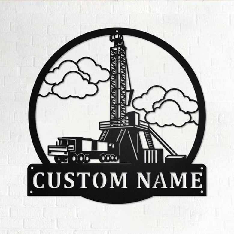 Custom Oil Drilling Truck Metal Wall Art, Personalized Oil Drilling Truck Name Sign Decoration For Room, Oil Drilling Truck Metal Home Decor
