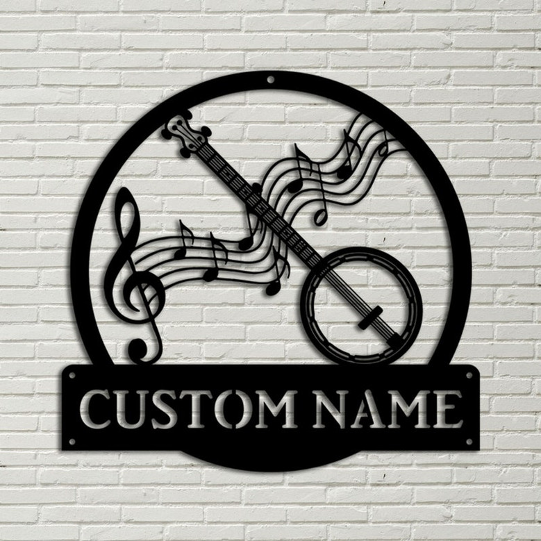 Personalized Banjo Music Metal Sign Art Custom Banjo Music Metal Sign Banjo Gifts for Men Banjo Gift Musical Instrument Gift